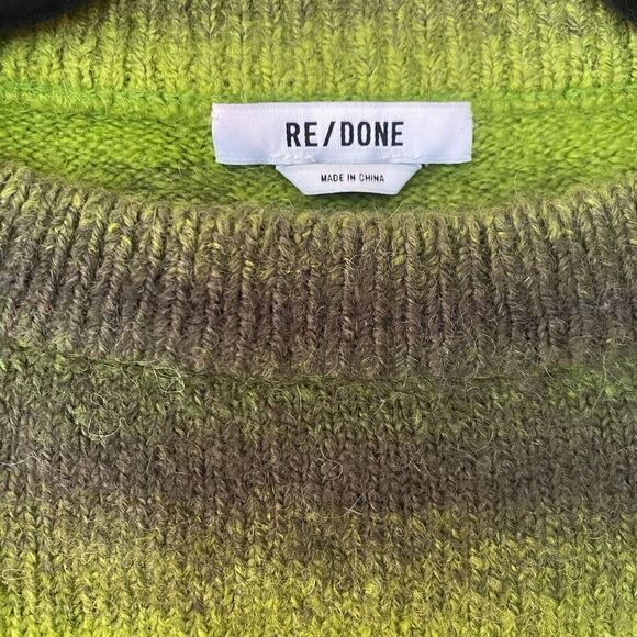 Re/Done Cropped Striped Knit Sweater Ombre Space Dye Wool Alpaca Sz S $395 NWT - Picture 8 of 10
